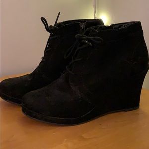Suede Wedged Booties